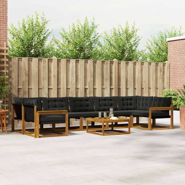 vidaXL Set di divani da esterno con cuscino 8 pcs Naturale e Nero