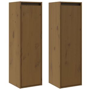 vidaXL Pensili ambra 2 pz 30x30x100 cm in Legno Massello di Pino