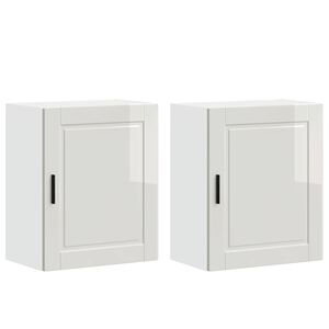 vidaXL Pensili da Cucina 2 pz Porto Bianco Lucido in Legno Multistrato