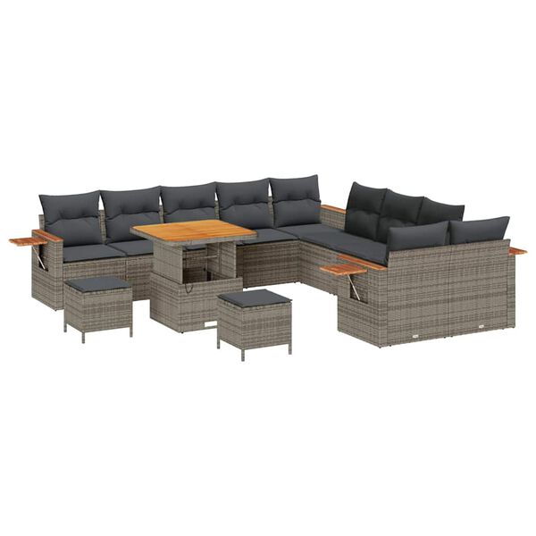 vidaXL Set Divano da Giardino con cuscino 17 pcs Grigio polyrattan