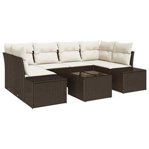 vidaXL Set Divano da Giardino 8 pcs Marrone e Crema polyrattan