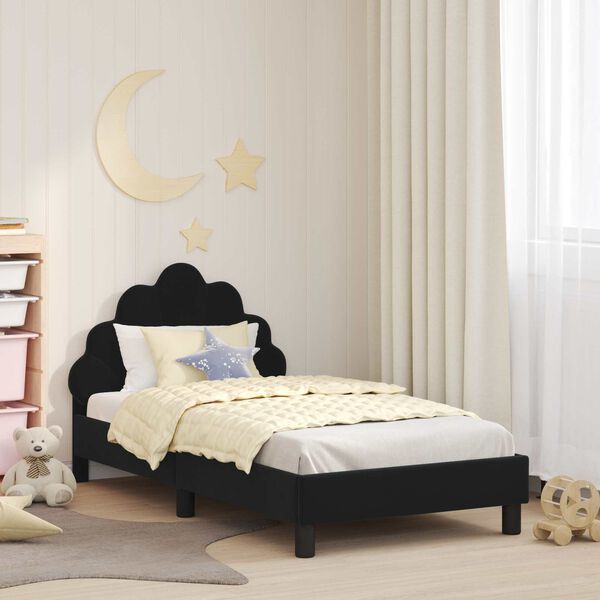 vidaXL Struttura letto bambini con testata Nero 80 x 160 cm Velluto