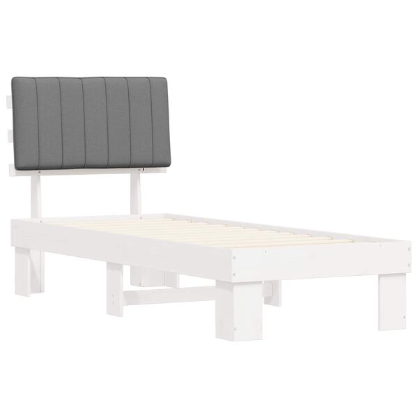 vidaXL Letto con Testiera Rivestita Grigio chiaro 75 x 190 cm