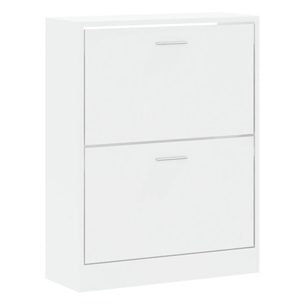 vidaXL Scarpiera Bianco Lucido 63x24x81 cm in Legno Multistrato