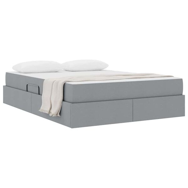 vidaXL Letto con contenitore e materasso Grigio chiaro 140 x 190 cm