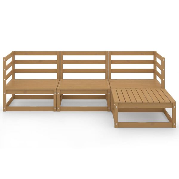 vidaXL Set Salotto da Giardino 4 pz Marrone Ambra Legno Massello Pino
