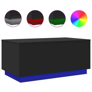 vidaXL Tavolino da Soggiorno con Luci LED Nero 90x50x40 cm