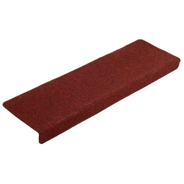 vidaXL Tappetini per scale autoadesivi 10 pz 65x21x4 cm Bordeaux Rosso Bordo rettangolare