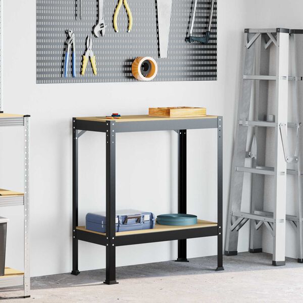 vidaXL Banchi da lavoro Nero 81 x 41 x 145 cm Legno multistrato