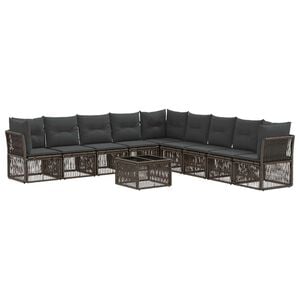 vidaXL Set Divano da Giardino 10 pcs Grigio polyrattan