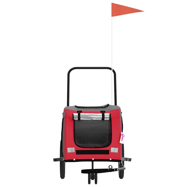 vidaXL Rimorchio da Bici per Animali Rosso e Grigio Oxford e Ferro