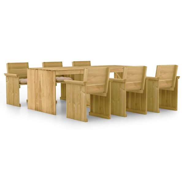 vidaXL Set Pranzo da Giardino 7pz con Cuscini Legno di Pino Impregnato