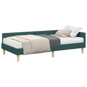 vidaXL Struttura Letto Angolare con Materasso 2 pcs Verde Tessuto