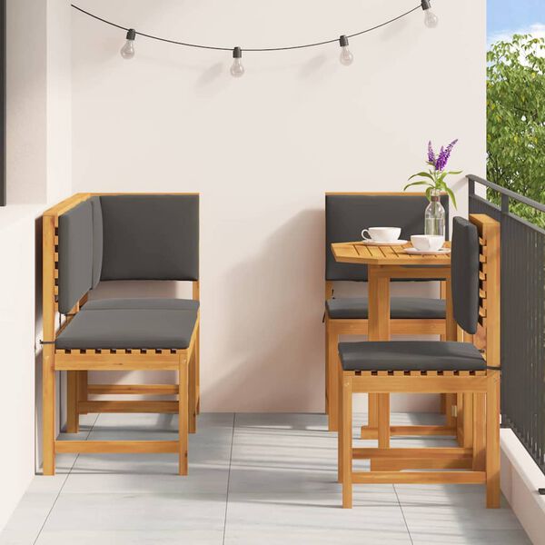 vidaXL Set Bistro da Giardino 4 pcs Marrone legno massello di acacia
