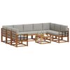 vidaXL Set di divani da esterno 10 pcs Grigio Naturale e Chiaro