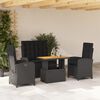 vidaXL Set da Pranzo da Giardino 4 pz con Cuscini Nero in Polyrattan