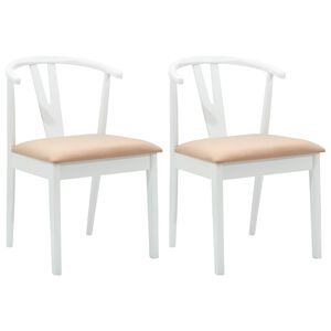 vidaXL Sedia da pranzo 2 pz Legno di gomma solido Bianco e marrone