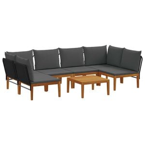 vidaXL 7 pz Legno massiccio di acacia e corda Naturale