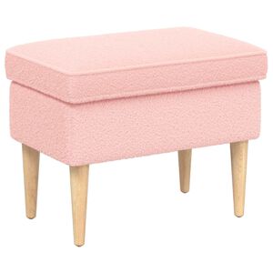 vidaXL Poggiapiedi Rosa 55 x 35 x 41 cm Boucl&eacute;