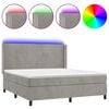 vidaXL Letto a Molle Materasso e LED Grigio Chiaro 180x200 cm Velluto