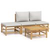 vidaXL Set Salotto da Giardino 4pz con Cuscini Grigio Chiaro Bamb&ugrave;