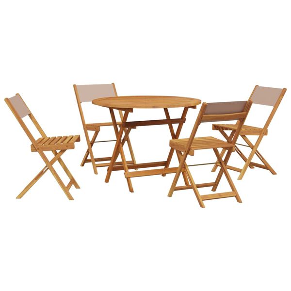 vidaXL Set da Pranzo da Giardino 5 pz Tortora Tessuto e Legno Massello