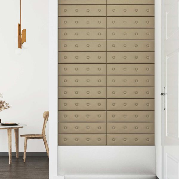 vidaXL Testiera da Parete 12 pcs Cappuccino 60 x 15 cm Pelle Sintetica