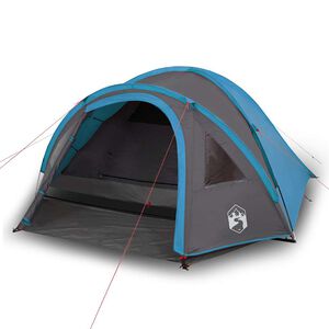 vidaXL Tenda da Campeggio a Cupola per 4 Persone Blu Impermeabile