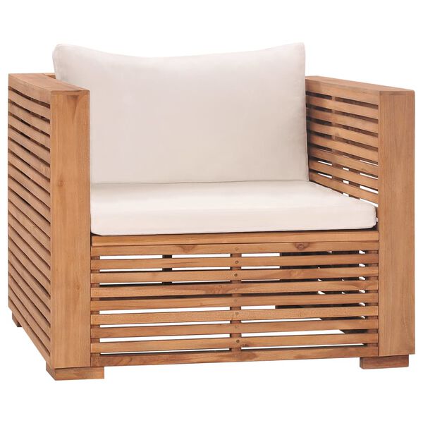 vidaXL Set Divani da Giardino 5 pz con Cuscini Crema in Legno di Teak