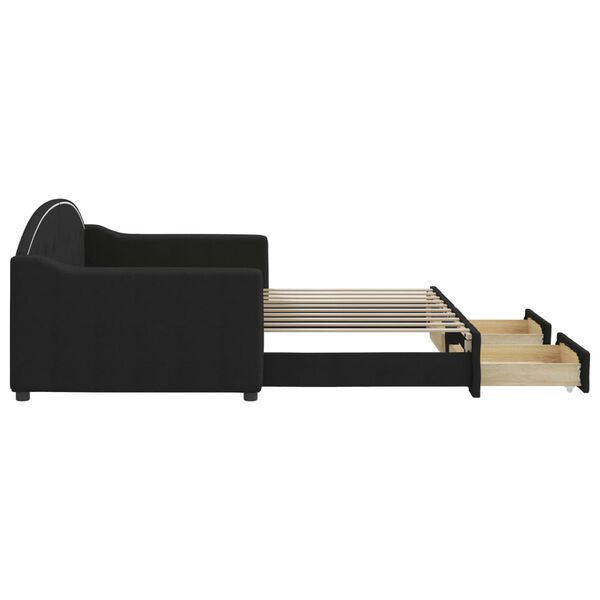 vidaXL Divano Letto Estraibile con Cassetti Nero 90x190 cm in Tessuto