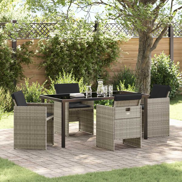 vidaXL Set da Pranzo per Giardino 5 pcs Grigio chiaro polyrattan