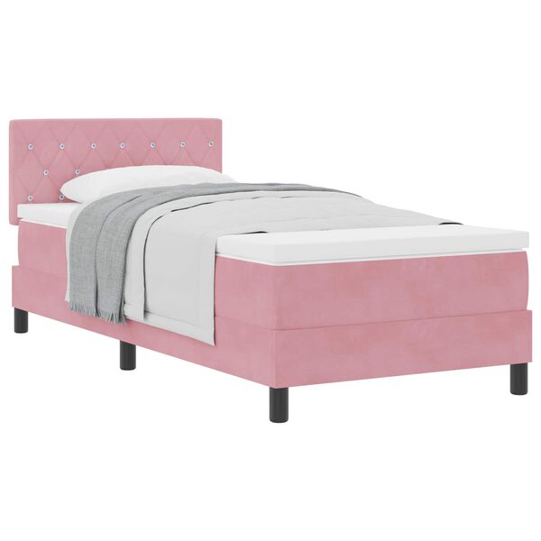 vidaXL Letto a molle con materasso Rosa 100 x 200 cm Velluto