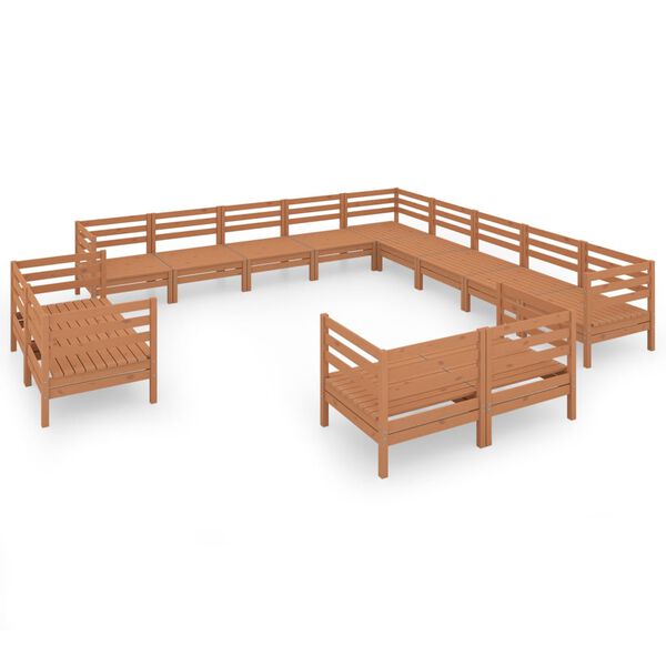 vidaXL Set Salotto da Giardino 13 pz in Legno Massello di Pino Ambra