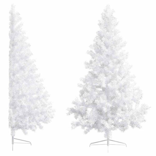 vidaXL Set Albero Natale Artificiale a Met&agrave; LED Palline Bianco 210cm