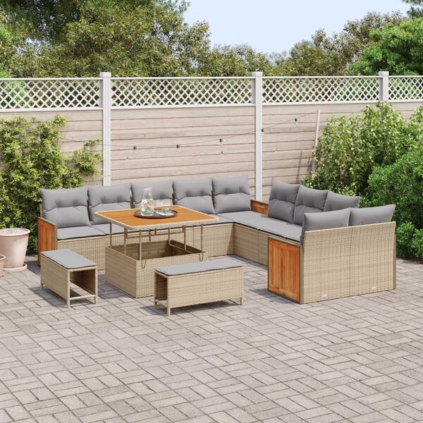 vidaXL Set Divano da Giardino 17 pcs Beige e Grigio Chiaro polyrattan