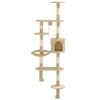vidaXL Albero per Gatti con Tiragraffi in Sisal da Parete 194 cm Beige