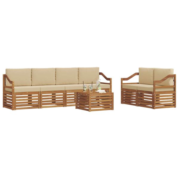 vidaXL Set di divani da esterno con cuscino 7 pcs Naturale e Beige