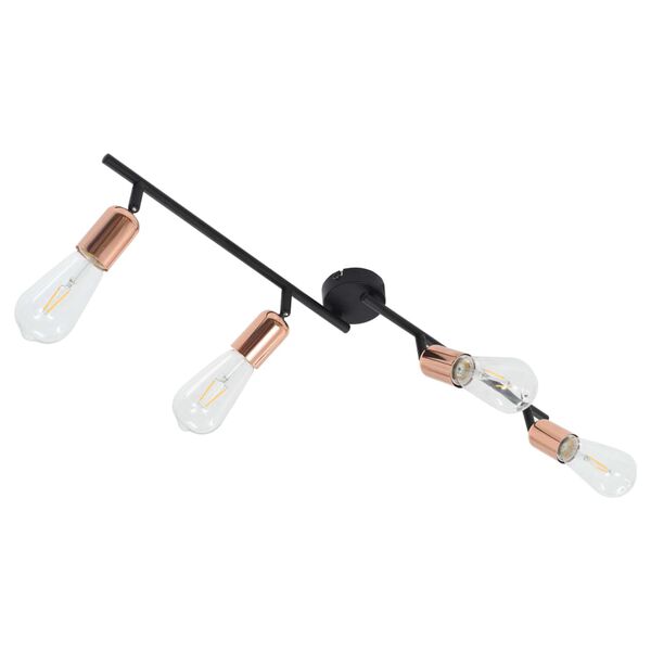 vidaXL Faretto a 4 Vie con Lampadine 2 W Nero e Rame 60 cm E27