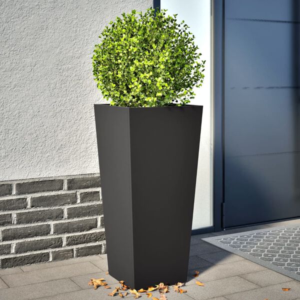 vidaXL Fioriere da Giardino 2 pz Nere 35x35x75 cm in Acciaio