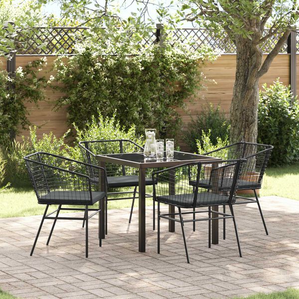 vidaXL Set da Pranzo per Giardino 5 pcs Nero polyrattan