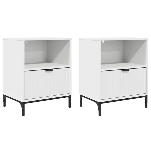 vidaXL Armadio da Notte 2 pcs Bianco 49 x 36 x 61 cm Legno multistrato