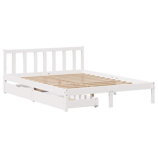 vidaXL Letto senza Materasso Bianco 140x200 cm Legno Massello di Pino