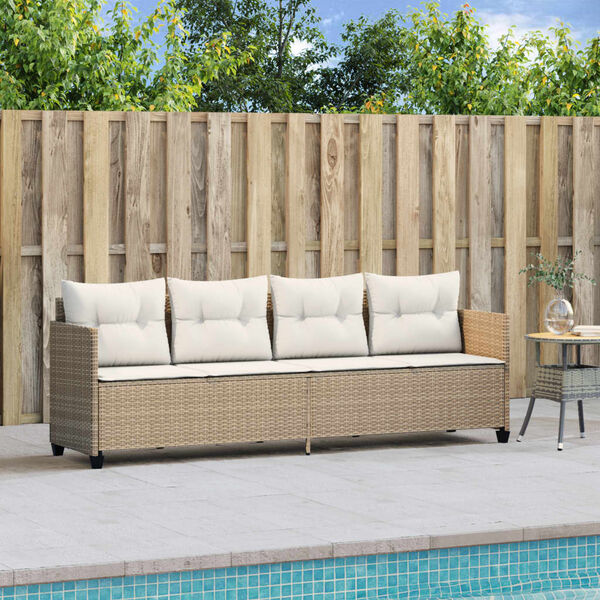 vidaXL Lettino Prendisole con Cuscini Beige&nbsp;in Polyrattan