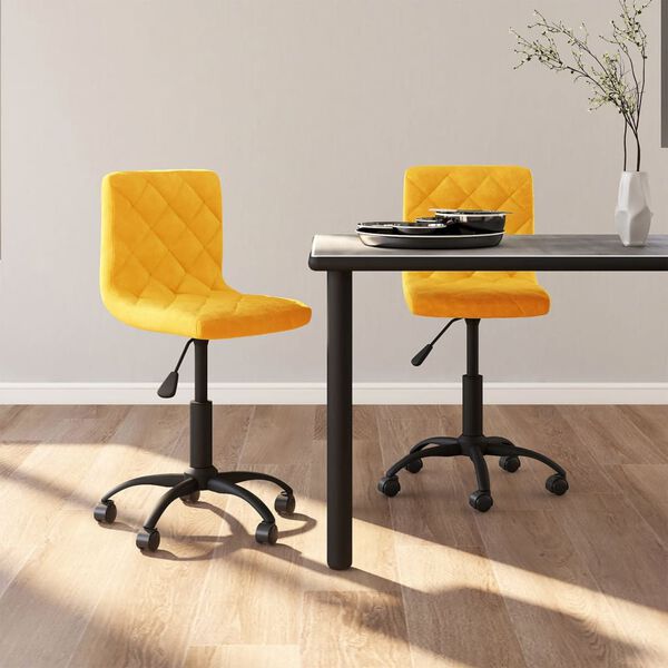 vidaXL Sedie da Pranzo Girevoli 2 pz Giallo Senape in Velluto