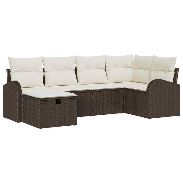 vidaXL Set di divani con cuscino Marrone e Crema polyrattan