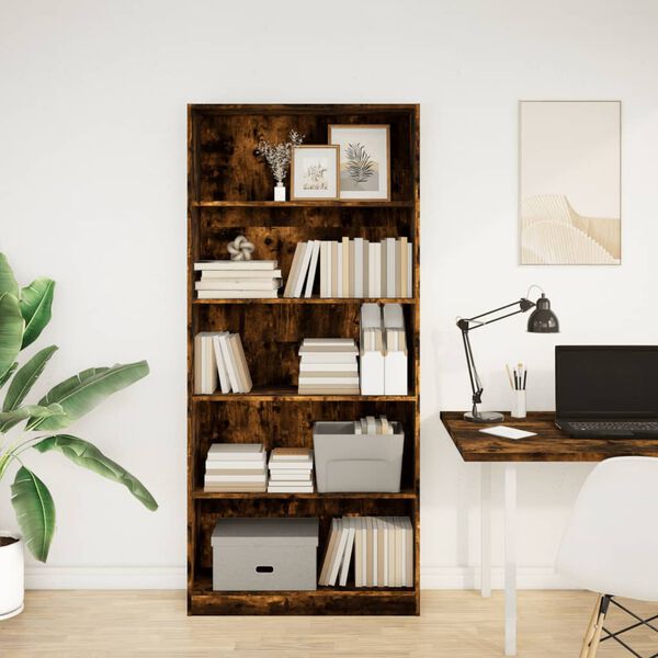 vidaXL Libreria Rovere Fumo 80x24x176 cm in Legno Multistrato
