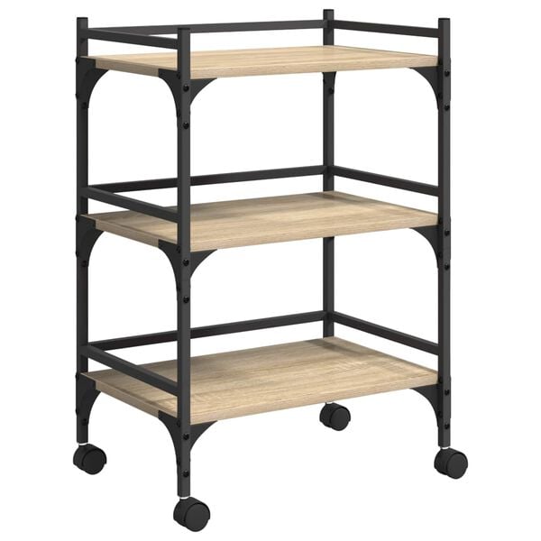 vidaXL Carrello da Cucina Rovere Sonoma 50 x 35 x 75,5 cm