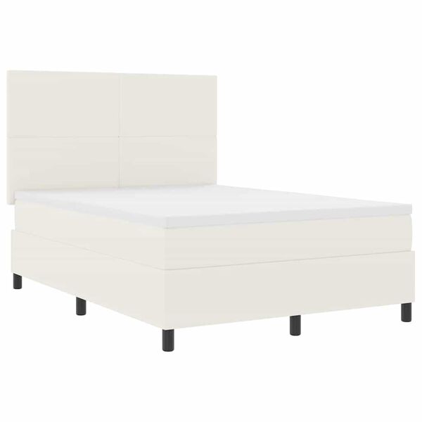 vidaXL Letto a Sorgente LED con testiera Crema e Bianco 140 x 200 cm
