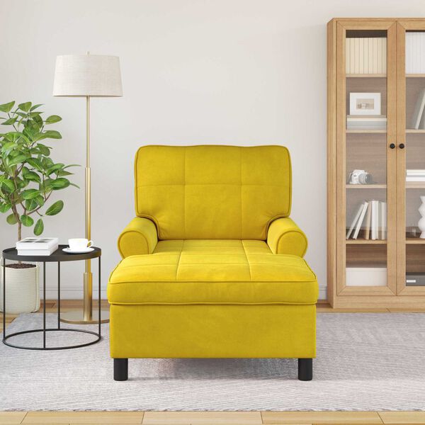 vidaXL Chaise Lounge con cuscino Giallo 91 x 157 x 91 cm Velluto