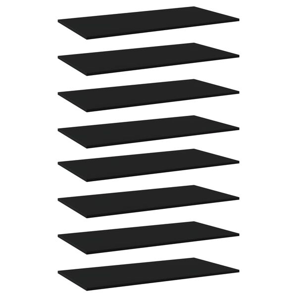 vidaXL Ripiani per Libreria 8pz Neri 80x30x1,5cm in Legno Multistrato